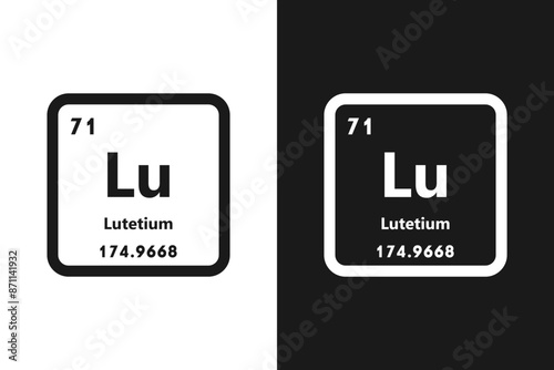 Lutetium, Pu, chemical periodic element icon. The chemical element of the periodic table. Sign with atomic number. Lutetium element