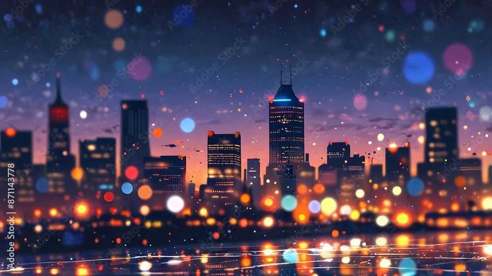 Fototapeta premium City scene, anime.