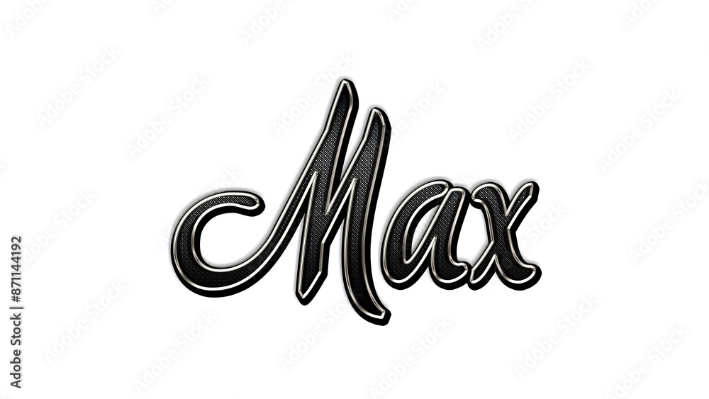 Obraz premium black metal 3d design of name Max on white background.