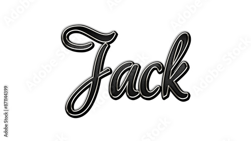 black metal 3d design of name Jack on white background. photo