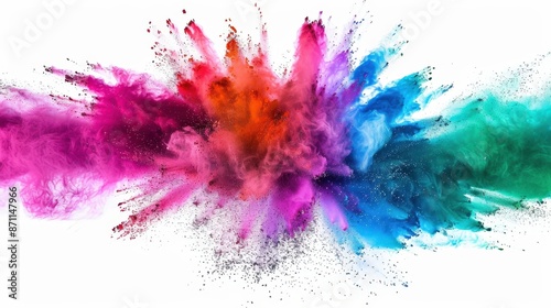 a colorful powder cloud is being thrown in the air