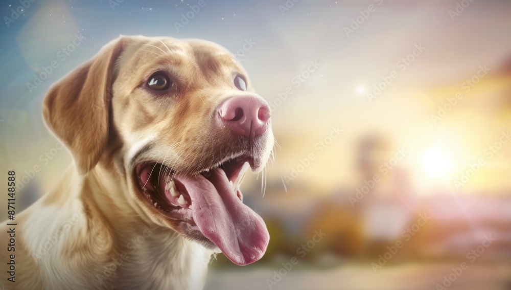 A dog's tongue sticking out in the heat. Hottest summer record temperature concept A dog's tongue sticking out in the heat. Hottest summer record temperature concept