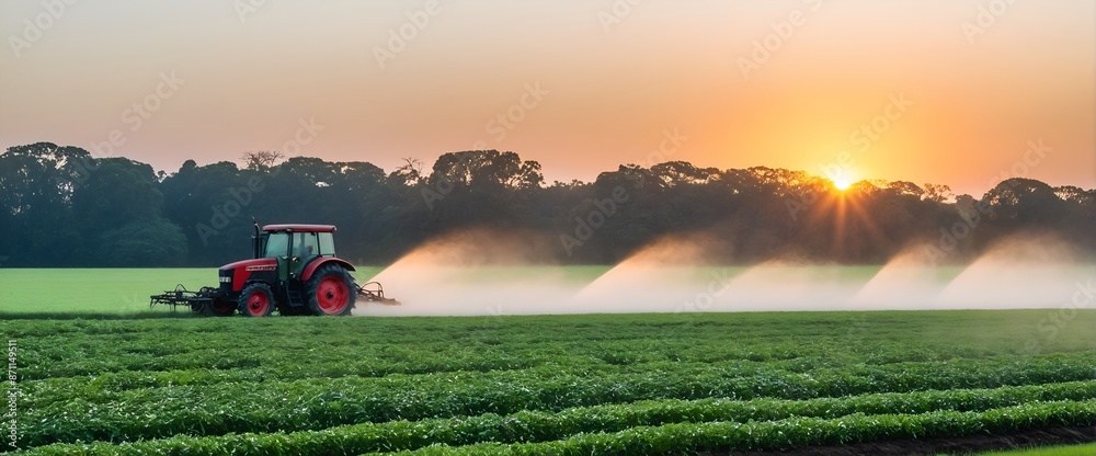 Fototapeta premium Tractor working on field. Agriculture