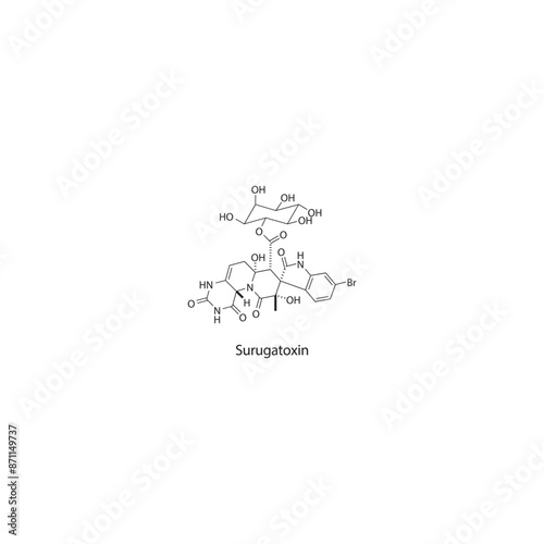 Surugatoxin skeletal structure diagram.marine toxin compound molecule scientific illustration.