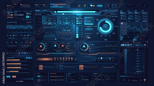 a futuristic interface with a lot of different elements