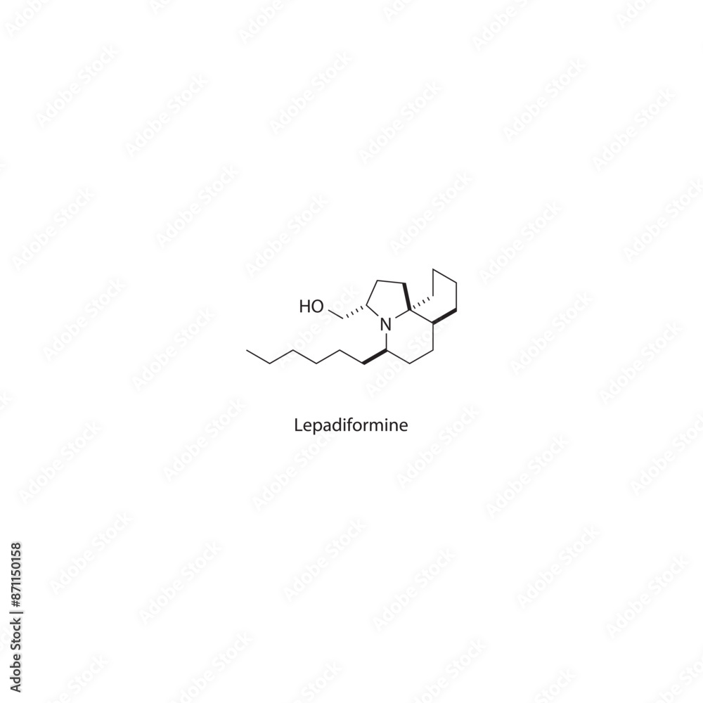 Lepadiformine skeletal structure diagram.marine toxin compound molecule scientific illustration. Lepadiformine skeletal structure diagram.marine toxin compound molecule scientific illustration.
