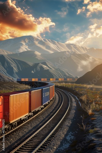 freight train cargo delivery Generative AI © Roman