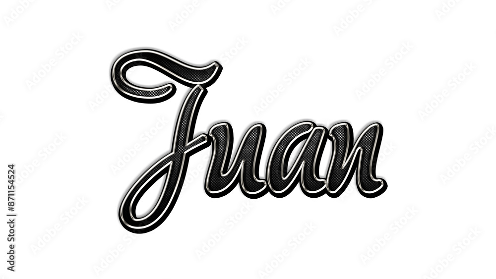 black metal 3d design of name Juan on white background. black metal 3d design of name Juan on white background.
