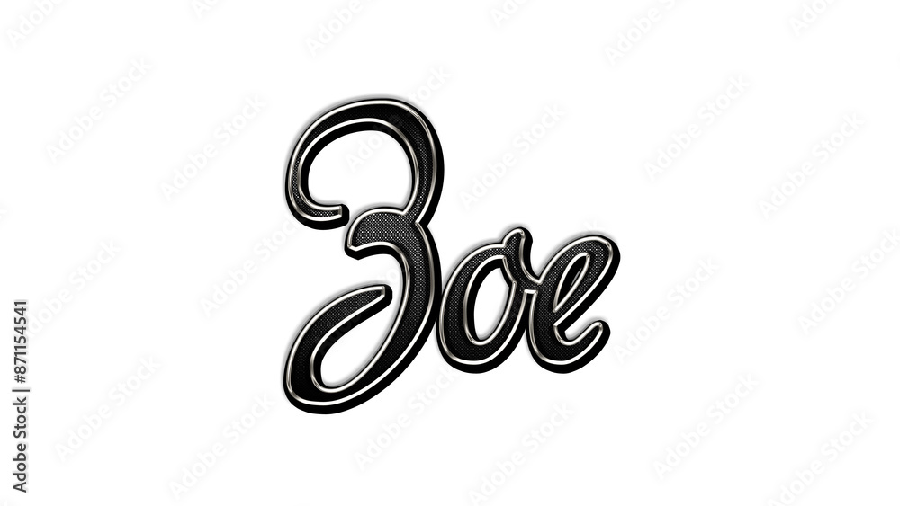 Fototapeta premium black metal 3d design of name Zoe on white background.