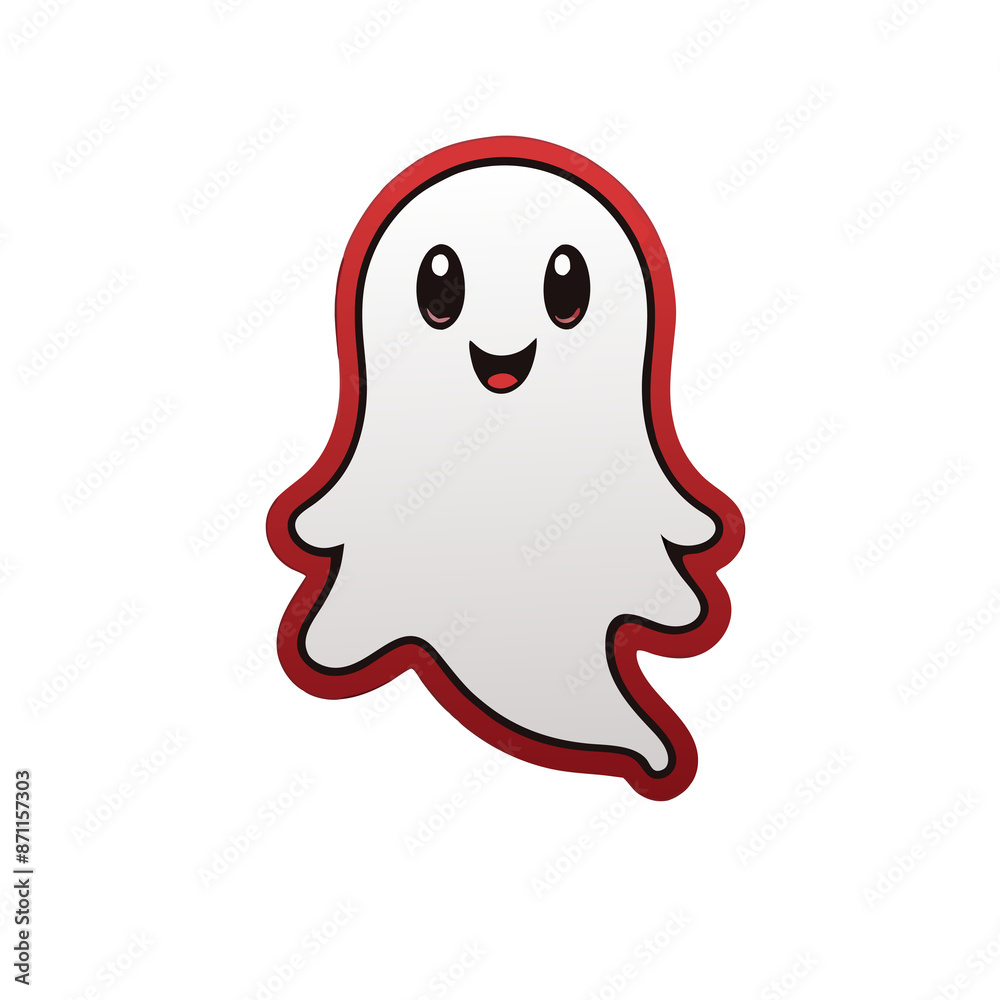 red and white graphic with a cute happy ghost for Halloween red and white graphic with a cute happy ghost for Halloween