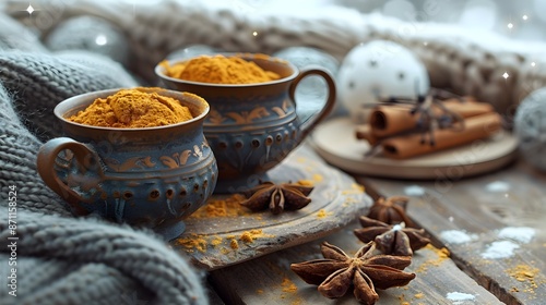 Cozy Herbal Tea Powder Bowls in Warm Autumn Setting
