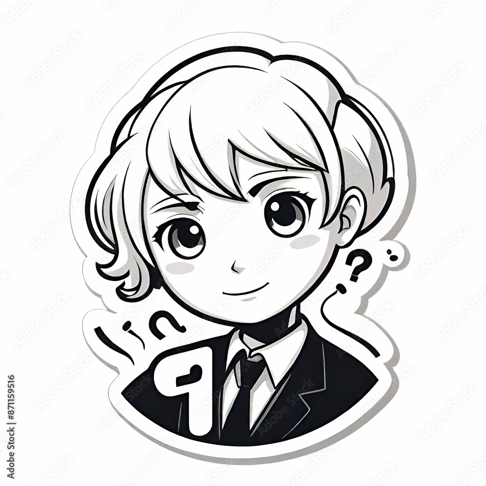 person is answering question, vector image, white background, question mark, person is answering question, vector image, white background, question mark,