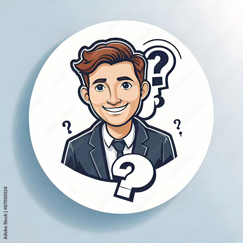 person is answering question, vector image, white background, question mark,