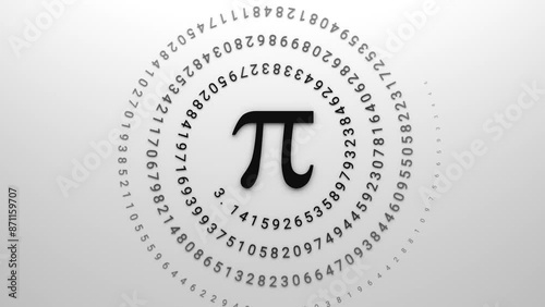 pi irrational number with infinite decimals spiral array 3d animation. Can be used to represent circumference math of high school, engineering or physics computation