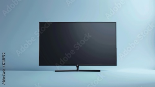 Realistic 4K flat-screen LCD or OLED plasma display, Modern black flatscreen video panel mockup with clipping path, featuring a white blank HD monitor