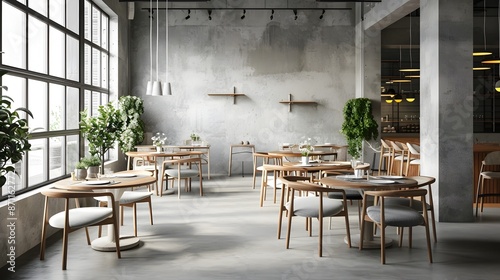 Minimalist and Sleek Restaurant Interior with Clean Home Decor Mockup