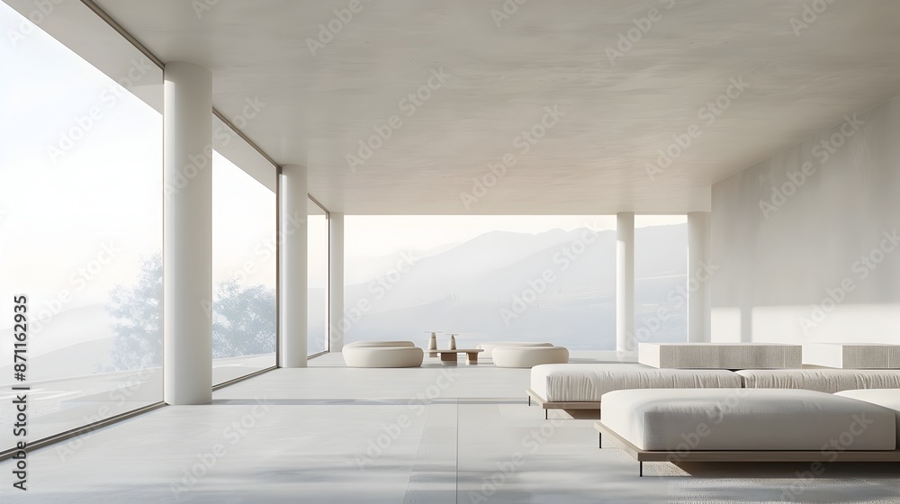 Fototapeta premium Minimalist Architectural Home Design with Functional Interiors and 3D Rendering