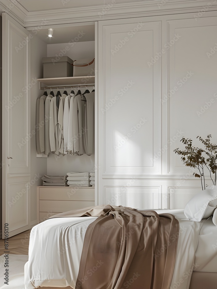 Minimalist Bedroom with Walk-In Closet in Clean,Contemporary Interior Design