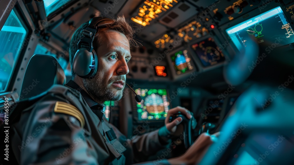 A dispatcher managing communication between ground crew and aircraft during a boarding process A dispatcher managing communication between ground crew and aircraft during a boarding process