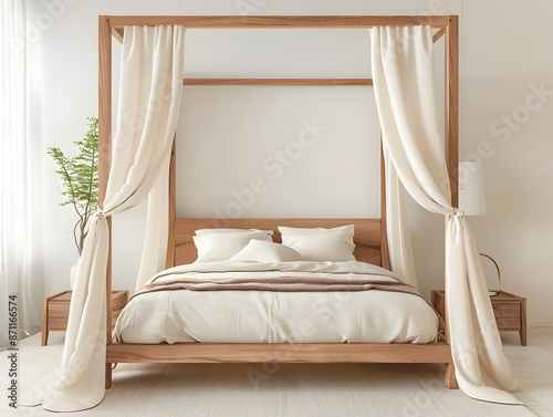 Minimalist Canopy Bed Oasis Exuding Serene Comfort in Modern Home Design © MinimalismByWarin