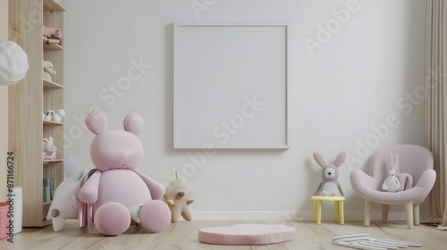 Minimalist Children s Room with Blank Frame and Comfortable Furnishings © MinimalismByWarin