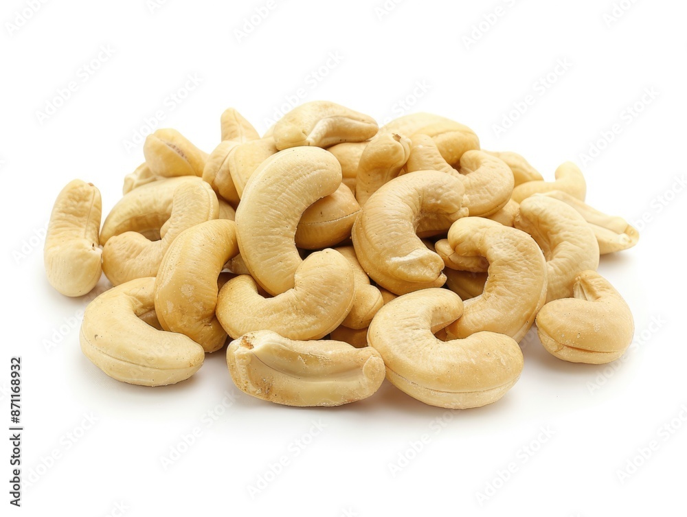 Cashew Isolated. Heap of Roasted Cashew Nuts on White Background Cashew Isolated. Heap of Roasted Cashew Nuts on White Background