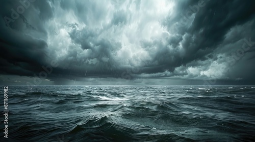 Storm Clouds Over Water. Dramatic Stormy Clouds in the Sky over the Sea