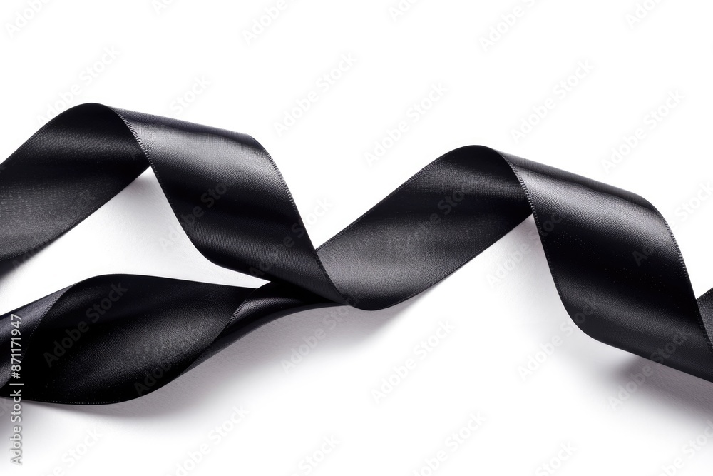 Black Satin Ribbon. Beautiful Black Silk Ribbon Bow Design Element Black Satin Ribbon. Beautiful Black Silk Ribbon Bow Design Element