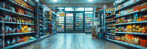 Wallpaper Mural Selective focus of A view of the aisles in a convenience store with no people around. Torontodigital.ca