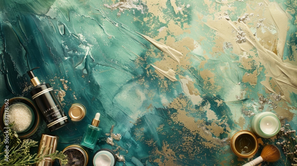 custom made wallpaper toronto digitalFantasy background photography of dark, luxurious watercolors mixed with glittering beauty products in beige-green tones. For advertising banner, festival, decoration, season, Christmas, earth,