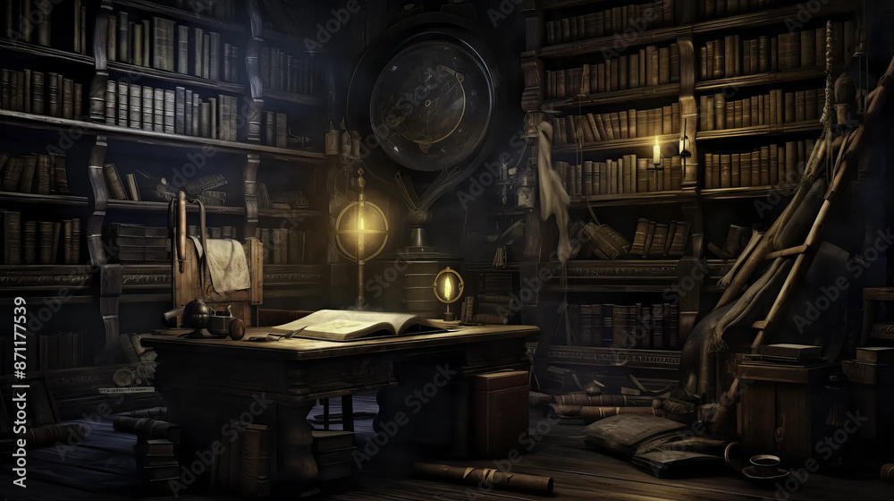 Wizards in a Dimly Lit Library Among Endless Shelves Fantasy wallpaper Wizards in a Dimly Lit Library Among Endless Shelves Fantasy wallpaper
