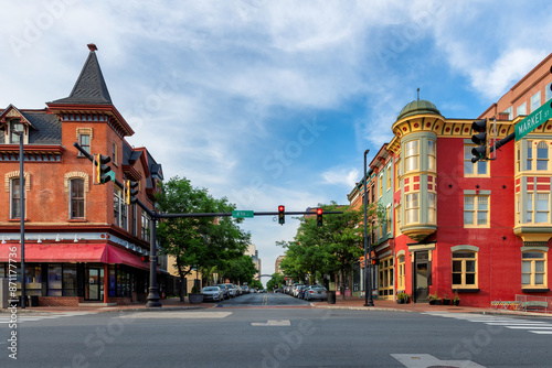 Tableau sur toile Beautiful street, old buildings in Market Street in Wilmington, Delaware, USA