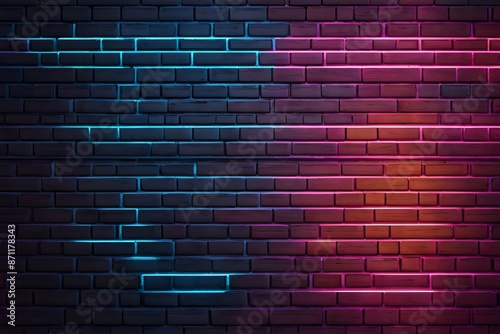 A creative design concept showcasing glowing neon lights weaving through a brick wall background