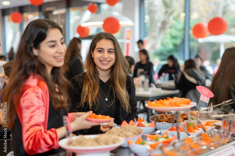 Students Enjoying Lunch in School Cafeteria