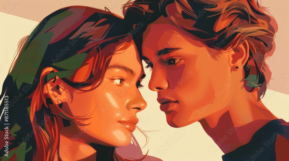 An artistic depiction of two people facing each other, with blurred faces and bright, warm colors, highlighting the emotional connection between them. An artistic depiction of two people facing each other, with blurred faces and bright, warm colors, highlighting the emotional connection between them.
