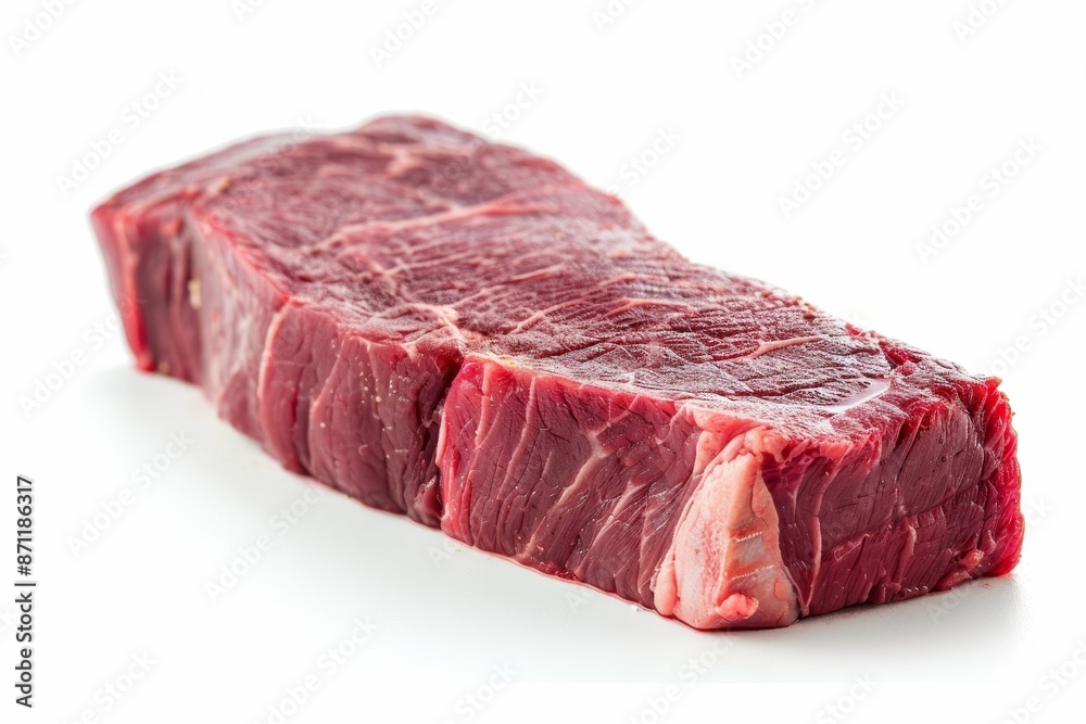 Fresh raw Tenderloin Tail Strip Steak Short Loin on white background close up view Fresh raw Tenderloin Tail Strip Steak Short Loin on white background close up view