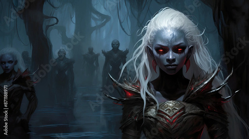 Drow: Enigmatic Dark-Skinned Elves of Fantasy Realm Fantasy wallpaper