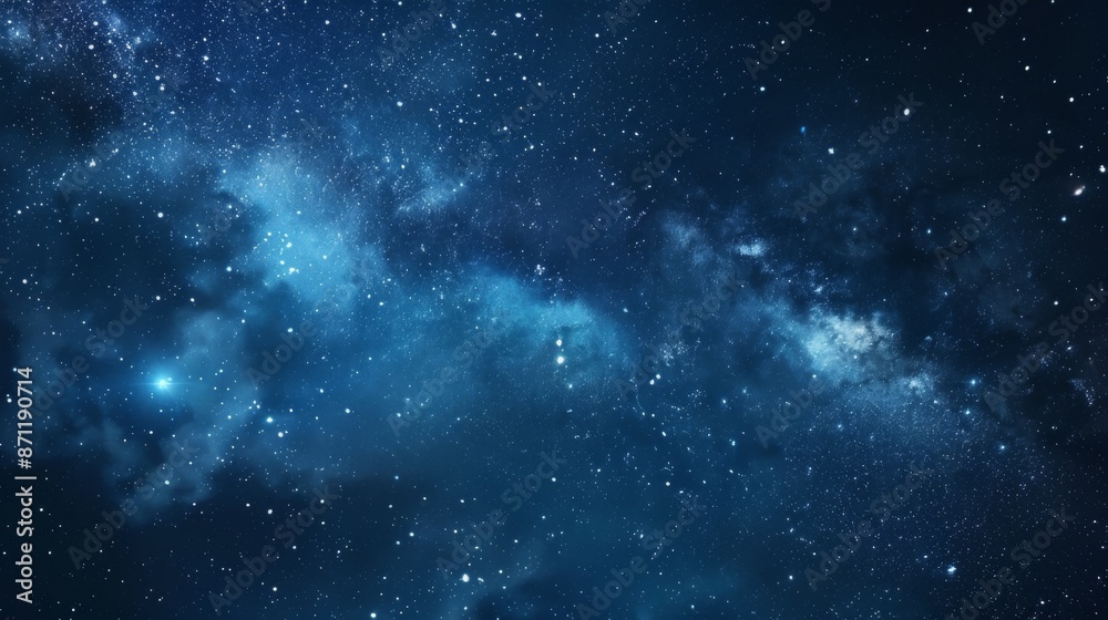Fototapeta premium A breathtaking view of a night sky filled with countless stars, portraying the vast beauty and mystery of the cosmos, inviting viewers to transcend beyond the earthly realm.
