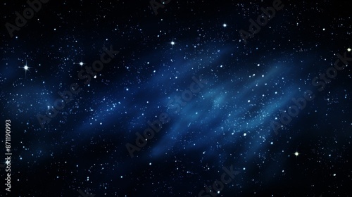 A star-filled night sky with blue nebulous clouds creating a stunning cosmic scene. The stars sparkle brightly against the deep blue background, evoking wonder.