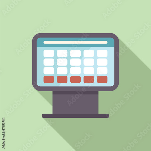 Digital kiosk displaying a calendar interface with highlighted dates, suggesting booking availability