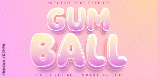 Cute Sweet Gum Ball Vector Fully Editable Smart Object Text Effect