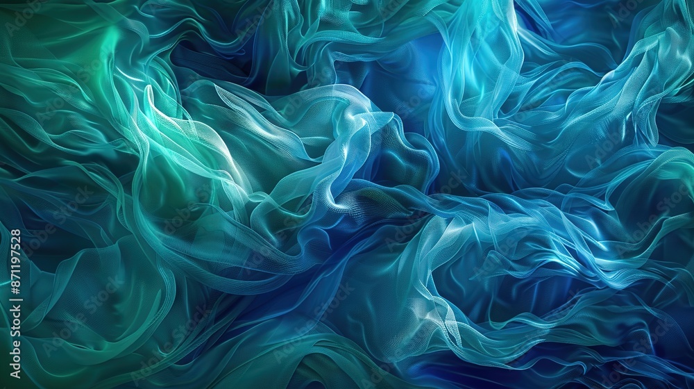 Enigmatic Flowing Liquid Textures in Blue and Green with Translucent Layers Enigmatic Flowing Liquid Textures in Blue and Green with Translucent Layers