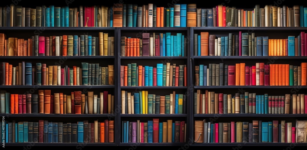 A wall of bookshelves filled with colorful books, representing the vastness and depth of knowledge in various topics. A wall of bookshelves filled with colorful books, representing the vastness and depth of knowledge in various topics.