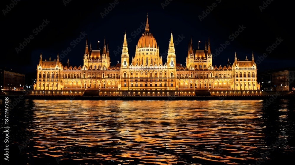 Naklejka premium Night Parliament in Budapest