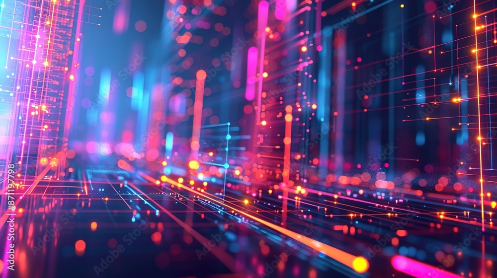 Neon Futurism: Abstract Digital Grid of Advanced Technology and Innovation Neon Futurism: Abstract Digital Grid of Advanced Technology and Innovation