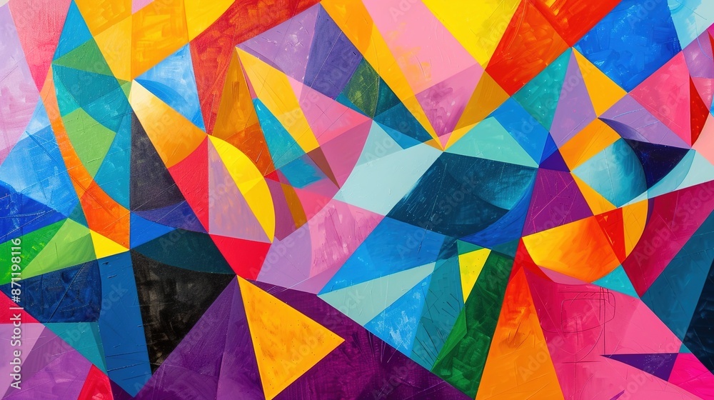 Dynamic Geometric Explosion in Vibrant Primary Colors - Abstract Artistic Background Full of Energy and Motion Dynamic Geometric Explosion in Vibrant Primary Colors - Abstract Artistic Background Full of Energy and Motion