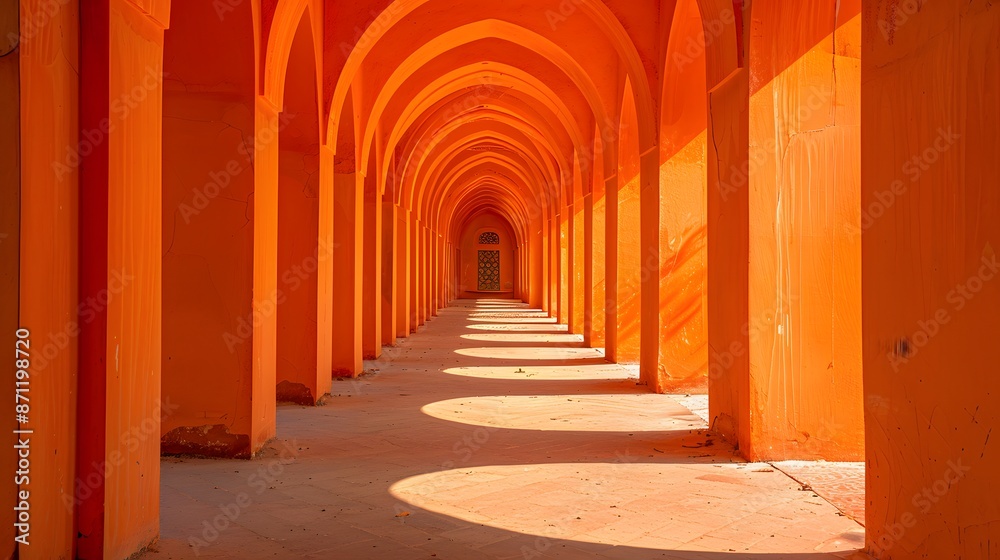 Obraz premium Orange arches, building, architecture, interior design, entrance