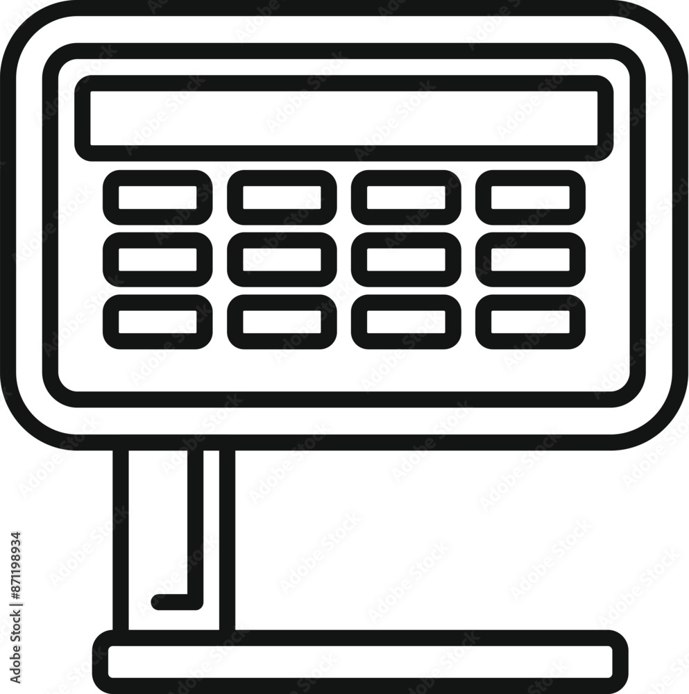Electronic pricing equipment is standing on a metal stand, showing the value of products Electronic pricing equipment is standing on a metal stand, showing the value of products