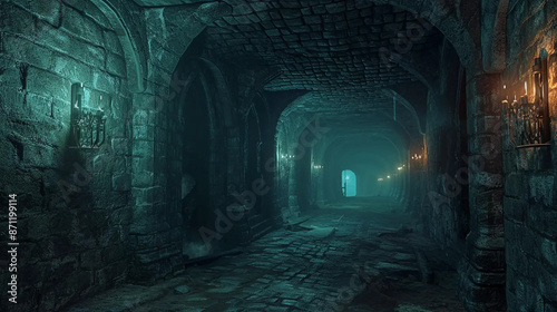 Dungeon Corridor: A Realm of Shadows and Mystery Fantasy wallpaper