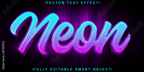 Neon Bubble Vector Fully Editable Smart Object Text Effect